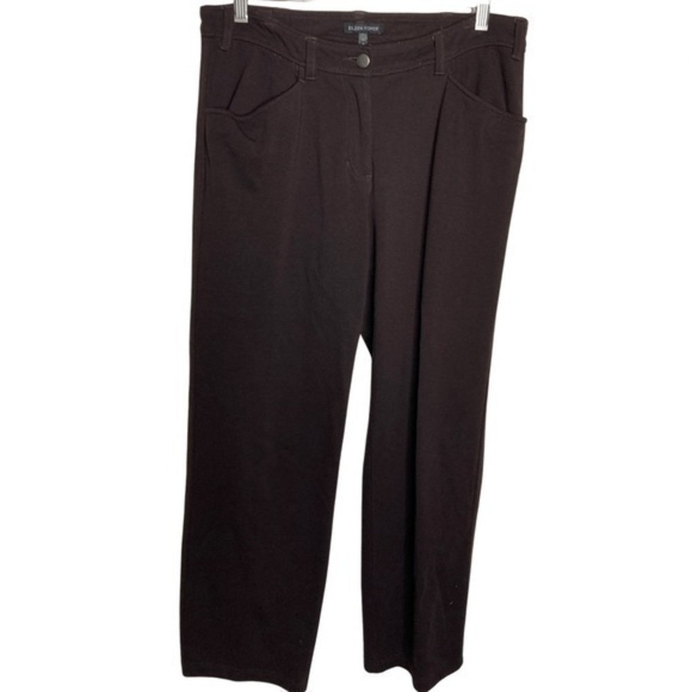 EILEEN FISHER Heavyweight Rayon Knit Black Stretch Pants brown sz M